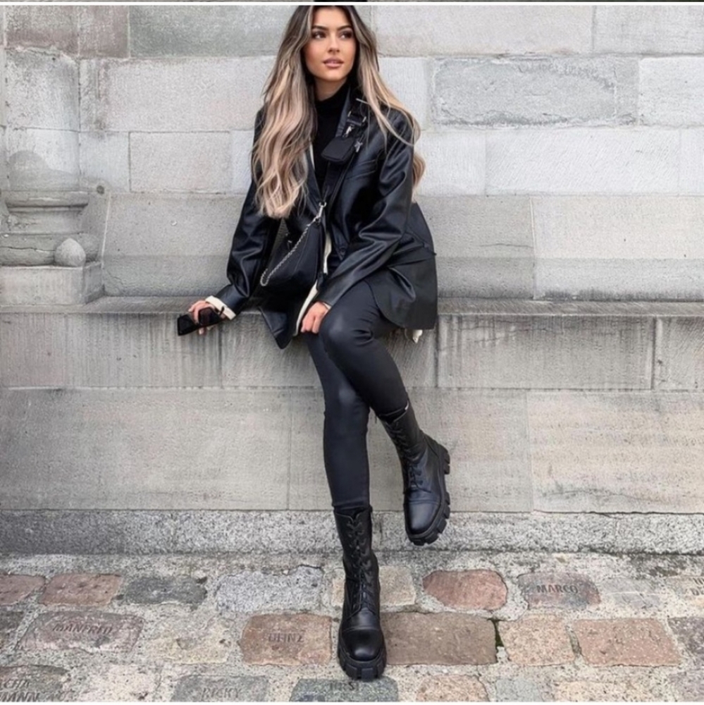 Zara * Oversized Faux Leather Blazer - Picture 6 of 16